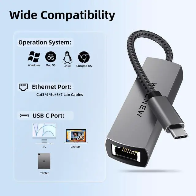Alt view image 5 of 5 - WALNEW 7-in-1 USB C Hub& USB-C 2.5gb Ethernet Adapter Bundle