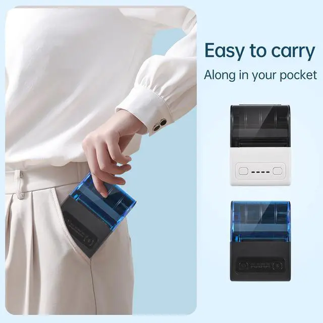 Alt view image 5 of 5 - Portable Mini Thermal Printer 2 inch Wireless USB Receipt Bill Ticket Printer with 57mm Print Paper Roll Compatible with iOS Android Windows for Restaurant Sales Retail Stores