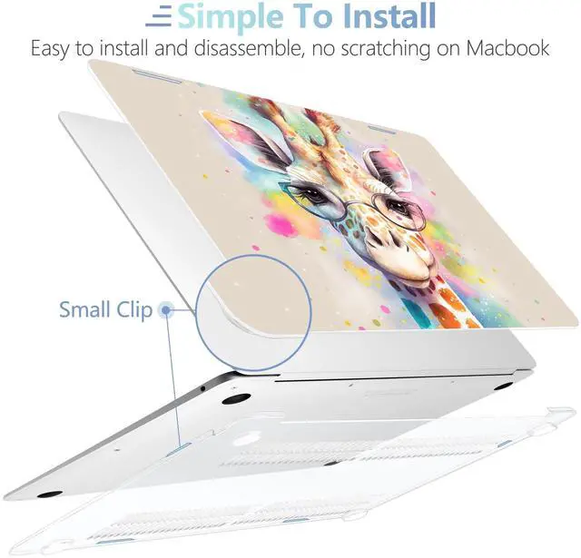 Alt view image 4 of 5 - MEEgoodo for MacBook Air 13.3 inch Case 2021 2020 2019 2018 A2337 M1 A2179 A1932, Clear Case for MacBook Air M1, Hard Shell with Keyboard Webcam Cover & Trackpad Film & Type C Adapter,Giraffe