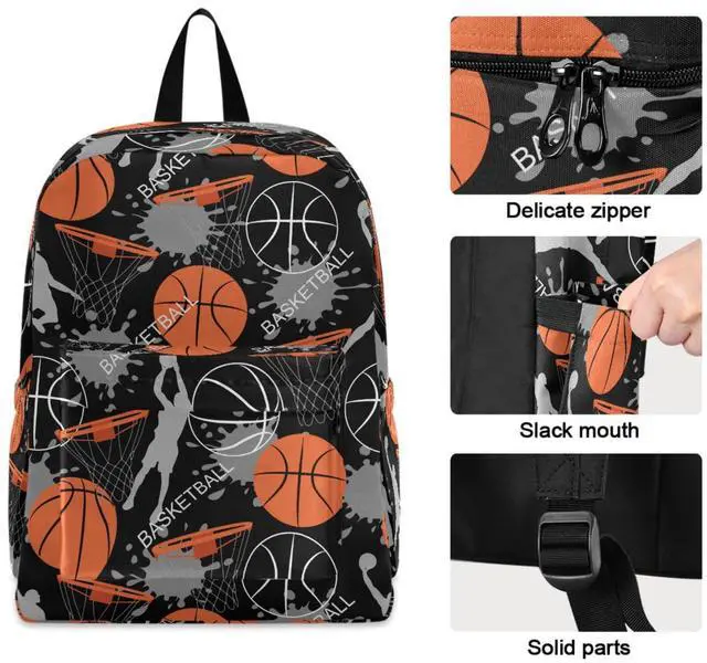 Alt view image 2 of 5 - ZzWwR Sport Basketball Game Creative Pattern Large Durable Laptop Backpack, Portable Travel Bag for Boys Girls School Bookbag Work Fit 15.6 Inch Notebook