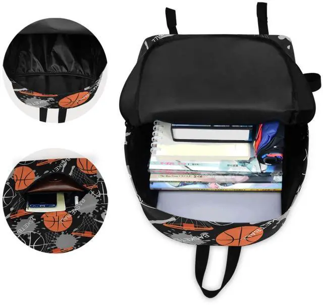 Alt view image 3 of 5 - ZzWwR Sport Basketball Game Creative Pattern Large Durable Laptop Backpack, Portable Travel Bag for Boys Girls School Bookbag Work Fit 15.6 Inch Notebook