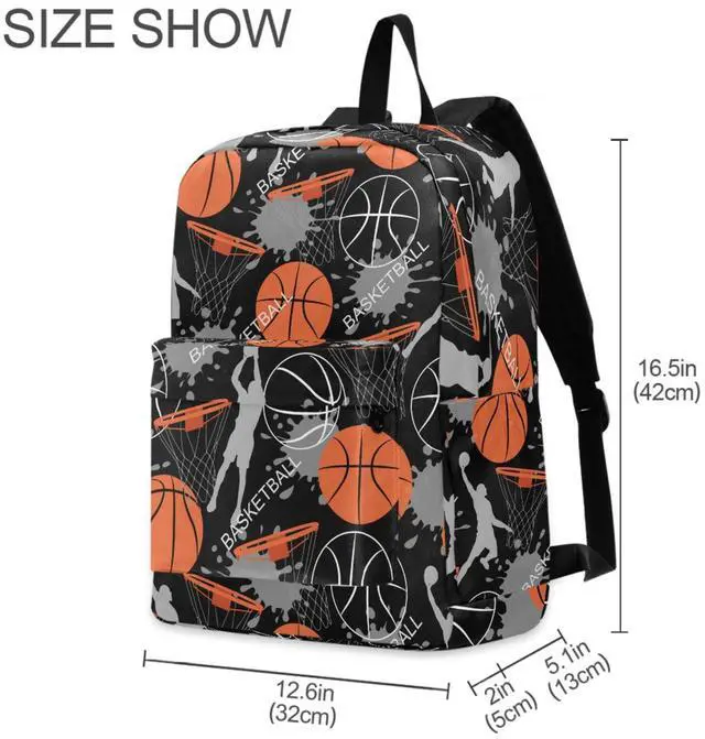 Alt view image 4 of 5 - ZzWwR Sport Basketball Game Creative Pattern Large Durable Laptop Backpack, Portable Travel Bag for Boys Girls School Bookbag Work Fit 15.6 Inch Notebook