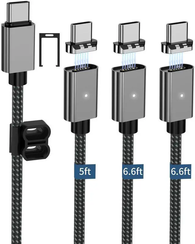 Main image of ZBF 100W USB C Magnetic Charging Cable,Magnetic Charger Cable for USB C to C(3 Pack, 5/6.6/6.6FT) 480Mbps Data Transfer, 5A Fast Charging for Phone 17 16 15 14,13 Pro Max,MacBook Pro Pad Galaxy S22