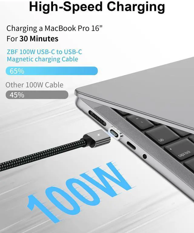 Alt view image 2 of 5 - ZBF 100W USB C Magnetic Charging Cable,Magnetic Charger Cable for USB C to C(3 Pack, 5/6.6/6.6FT) 480Mbps Data Transfer, 5A Fast Charging for Phone 17 16 15 14,13 Pro Max,MacBook Pro Pad Galaxy S22
