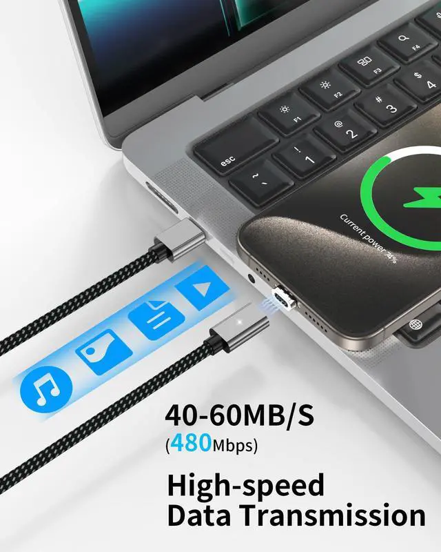 Alt view image 3 of 5 - ZBF 100W USB C Magnetic Charging Cable,Magnetic Charger Cable for USB C to C(3 Pack, 5/6.6/6.6FT) 480Mbps Data Transfer, 5A Fast Charging for Phone 17 16 15 14,13 Pro Max,MacBook Pro Pad Galaxy S22