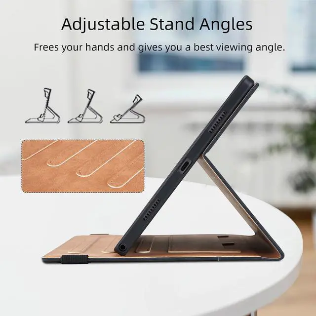 Alt view image 4 of 5 - TIPOYOROOS Case for Samsung Galaxy Tab S10 FE Plus 13.1 Inch 2025 (SM-X620/SM-X626B) Multi-Angle Viewing Smart Cover with Pocket, Business PU Leather with Card Slot, Black