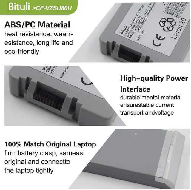Alt view image 3 of 5 - Bituli CF-VZSU80U,Laptop Battery Replacement for Panasonic CF-C2 Toughbook Tablet PC Series Notebook CF-VZSU83U CF-VZSU82U CF-C2AECCHCE 10.8V 70Wh 6800mAh