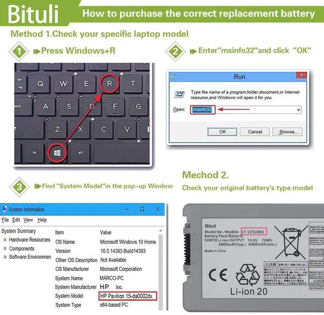 Alt view image 4 of 5 - Bituli CF-VZSU80U,Laptop Battery Replacement for Panasonic CF-C2 Toughbook Tablet PC Series Notebook CF-VZSU83U CF-VZSU82U CF-C2AECCHCE 10.8V 70Wh 6800mAh
