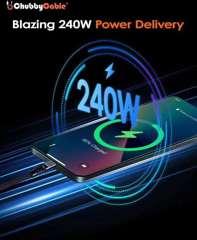 Alt view image 2 of 5 - chubbycable Black Chubby - Black Samurai Edition 240W USB C Cable Fast Charging Cable Durable Silicone Charger Cord Compatible with iPhone 17-15 Series iPad MacBook Airpods, Type C to Type C, 4.9FT