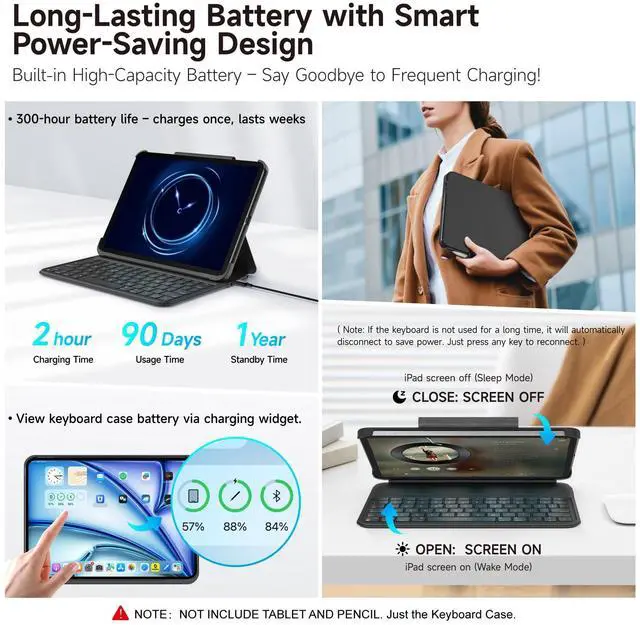 Alt view image 4 of 5 - accrosoo Ultra-Light Keyboard Case Compatible with iPad Air M3/M2, Air 5/4 th, Pro (M4/4/3/2/1 Gen), Case for 11-10.9 inch