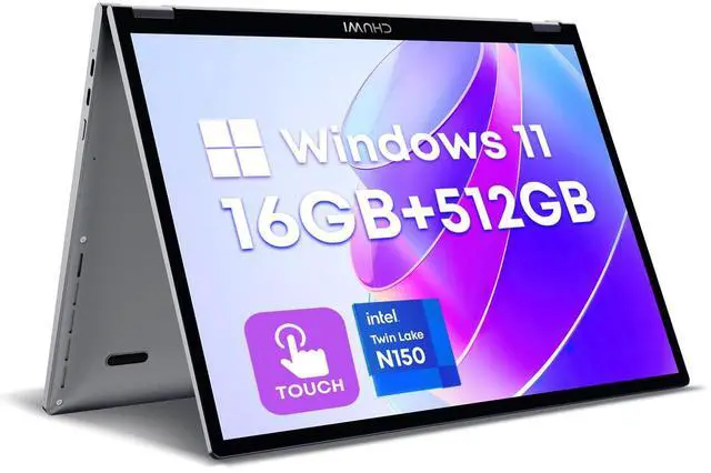 Main image of CHUWI MiniBook X 2-in-1 Laptop 10.51", 16GB LPDDR5 512GB SSD, Intel N150 (up to 3.6GHz), Windows 11 Convertible Laptop, 2TB SSD Expand, FHD IPS 2K Touchscreen, Backlit Keyboard, WiFi 6, BT5.2