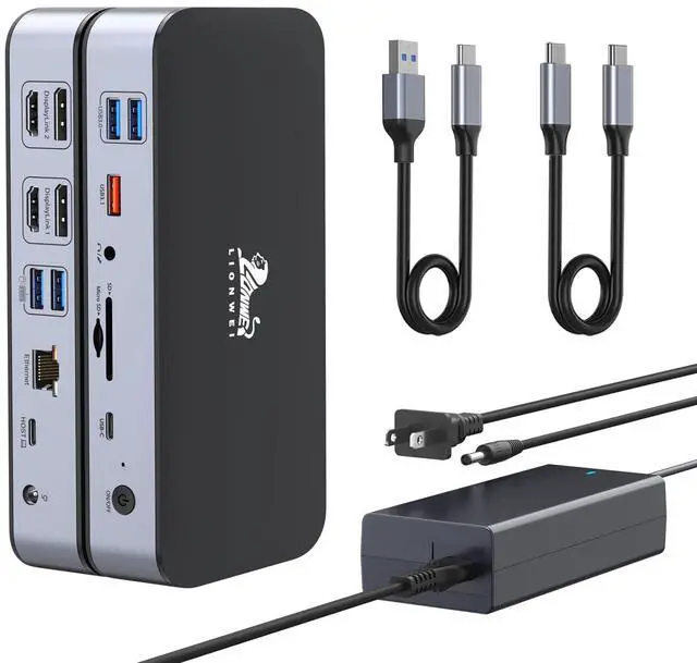 Main image of DisplayLink Docking Station,15-in-1 DisplayLink Dock for MacBook M1/M1 and Windows,2 HDMI Port,2 DP Port, 120W DC Power Supply,6 USB Ports,2.5G Gigabit Ethernet, SD/Micro sd,Audio