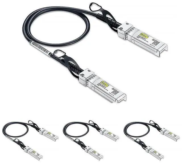 Main image of 10GTEK 10G SFP+ DAC Cable - 10GBASE-CU Passive Direct Attach Copper Twinax SFP Cable for Cisco SFP-H10GB-CU0.25M, Meraki MA-CBL-TA-0.25M, Fortinet, Ubiquiti UniFi, 0.25-Meter(0.82ft), 4-Pack
