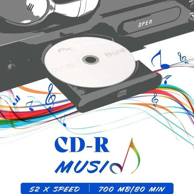 Alt view image 4 of 5 - PioData CD-R 52X 700MB Logo Top Recordable Media - 100 Disc Cake Box Spindle Blank CDs for Burning Music Bulk Writable CD Discs 100pk