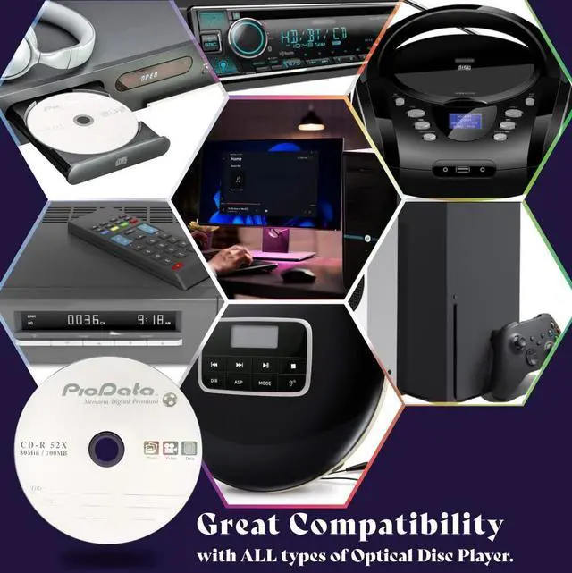 Alt view image 5 of 5 - PioData CD-R 52X 700MB Logo Top Recordable Media - 100 Disc Cake Box Spindle Blank CDs for Burning Music Bulk Writable CD Discs 100pk