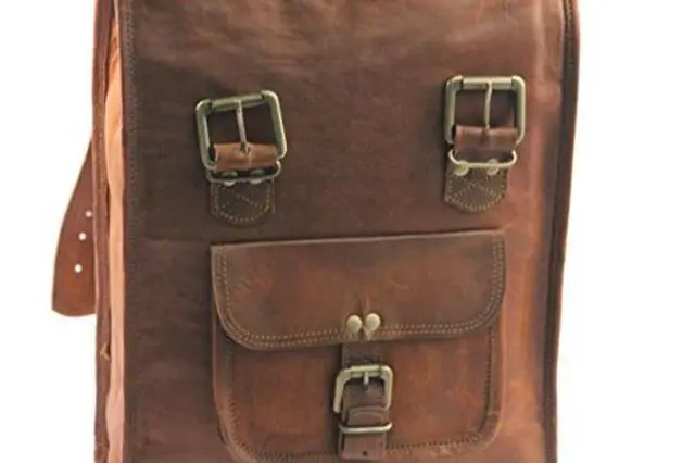Alt view image 3 of 4 - Handmade World 15" Brown Vintage Leather Backpack Laptop Messenger Bag Rucksack Sling for Men Women