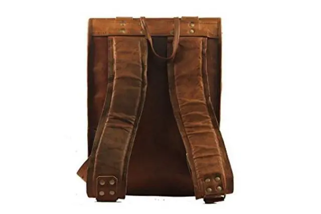 Alt view image 4 of 4 - Handmade World 15" Brown Vintage Leather Backpack Laptop Messenger Bag Rucksack Sling for Men Women