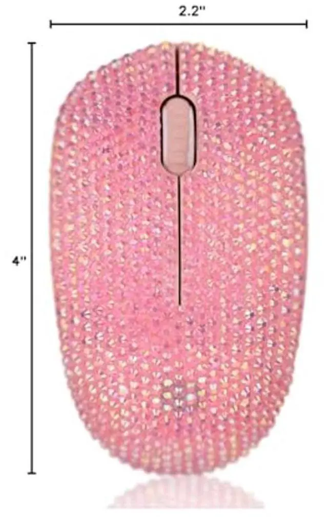 Alt view image 5 of 5 - Bling Dazzling 2.4GHz Wireless Silent Mouse Covered with Rhinestone Crystal, Crystallized Mouse with USB Receiver, Compatible with Notebook, PC, Laptop, Computer, MacBook,Great Gift (Pink)