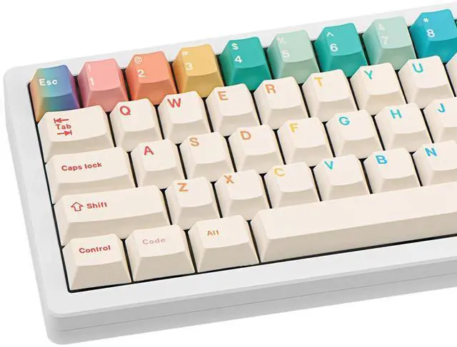 Main image of GEKUCAP Minimalist White PBT Keycaps, 150 Keys Cute Macaron Theme Keycap, Cherry Profile Dye-Sublimation Colorful Keycaps for 61/64/68/84/87/100/104/108 Cherry MX Mechanical Keyboards