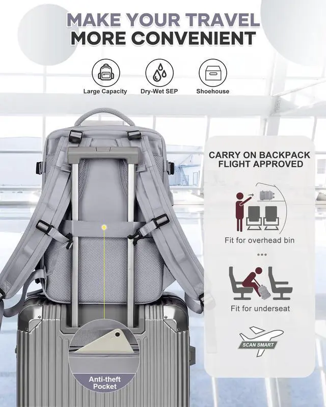 Alt view image 5 of 5 - coowoz Vacuum Backpack Travel with Pump Travel Backpack with Vacuum System for Women Men mochila de viaje compresion al vacio Carry On Flight Approved Airplanes Personal item Travel Bag