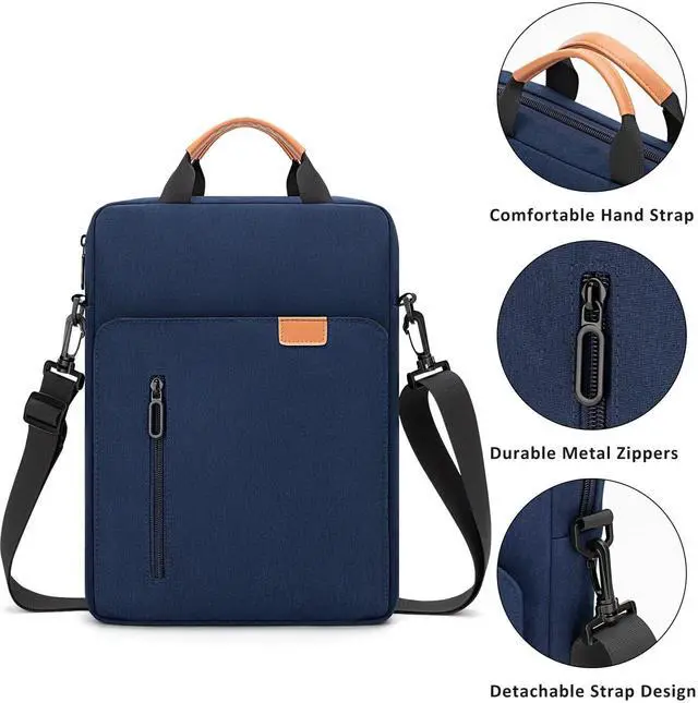 Alt view image 4 of 5 - jooeer Vertical Laptop Case for 13-13.3 Inch MacBook Air/Pro 13 Inch iPad Pro M4 Air M2 M3 12.9 Inch iPad Pro, Waterproof Protective Lightweight Laptop Computer Cover Bag, Navy Blue