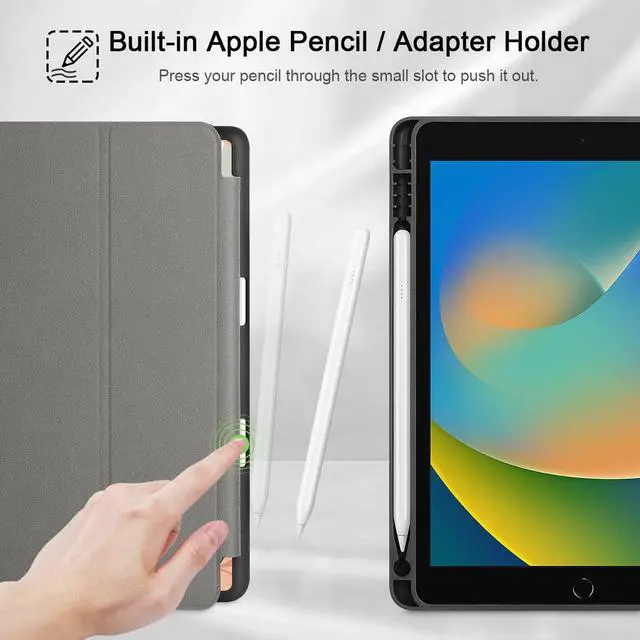 Alt view image 4 of 5 - Mektron Designed Printed iPad 10.2" Case 9th Gen (2021)/ 8th Gen (2020)/ 7th Gen (2019) with Pencil Holder, Slim Stand Protective Case with Soft TPU Back for iPad 10.2 Inch, Floral S760
