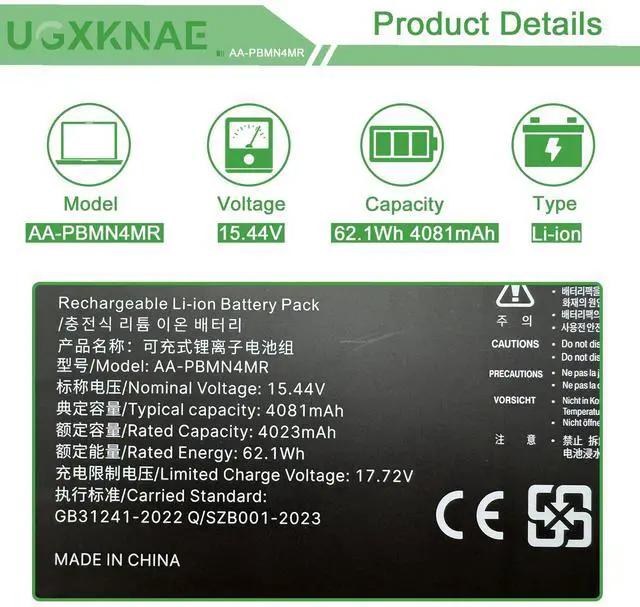 Alt view image 2 of 5 - UGXKNAE AA-PBMN4MR Laptop Battery Replacement for Samsung Galaxy Book Pro 360 13 13" NP930XDB NP935XDB NP930XDB-KD1US NP930XDB-KF3US Book2 NP930XED-KA1US NP930QED-KA2US Book3 14 14" NP940XFG-KC2US