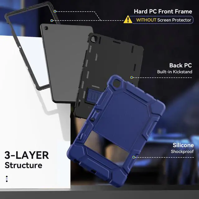 Alt view image 4 of 5 - Cantis Case for Samsung Galaxy Tab S6 Lite 10.4 Inch 2024/2022/2020 with S Pen Holder, Heavy Duty Shockproof Rugged Protective for Samsung S6 Lite Case 10.4'', Navy Blue
