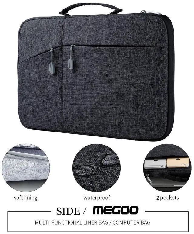 Alt view image 5 of 5 - Megoo 13" Laptop Sleeve Case with Accessory Pouch for Microsoft Surface Laptop 13" 2025/7 13.8"/ 6 5 4 3 13.5"/Book 3 2 13.5", Carry Bag for 13" 14" Computer(Black with Charger Case)