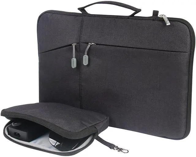 Alt view image 3 of 5 - Megoo 13" Laptop Sleeve Case with Accessory Pouch for Microsoft Surface Laptop 13" 2025/7 13.8"/ 6 5 4 3 13.5"/Book 3 2 13.5", Carry Bag for 13" 14" Computer(Black with Charger Case)