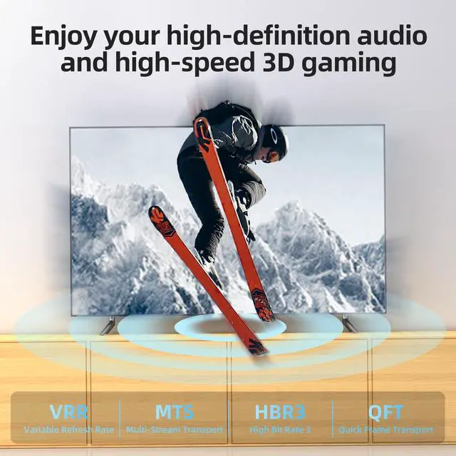 Alt view image 5 of 5 - Diyanisly 8K Long DisplayPort Cable 30FT, Braided High-Speed DP 1.4 Cable, Support 32.4Gbps 8K@60Hz 4K@120Hz 2K@240Hz, High Refresh Rate Durable Flexible for HDR DSC, Gaming Monitor/Graphics Card etc