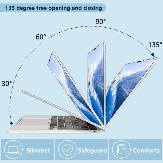 Alt view image 5 of 5 - MecBevia Compatible with MacBook Air 15 inch Case, M4 A3241/M3 A3114/M2 A2941 (Released 2025 to 2023), Hard Shell, Keyboard Cover, Screen Protector, Webcam Cover & Type-C Adapter, Sparkly Clear