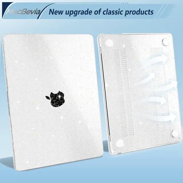 Alt view image 4 of 5 - MecBevia Compatible with MacBook Air 15 inch Case, M4 A3241/M3 A3114/M2 A2941 (Released 2025 to 2023), Hard Shell, Keyboard Cover, Screen Protector, Webcam Cover & Type-C Adapter, Sparkly Clear