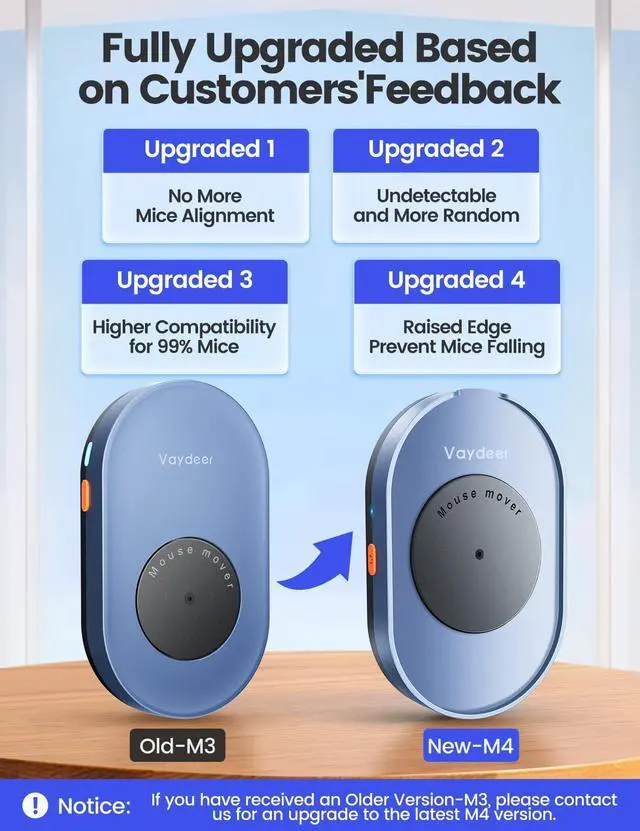 Alt view image 5 of 5 - Vaydeer Undetectable Mouse Mover, M4 Mouse Jiggler Device with ON/Off Switch, Driver-Free Shaker Wiggler Mouse Movement Simulation for Computer Awakening, Gift Ideal for Men/Women (Light Purple)