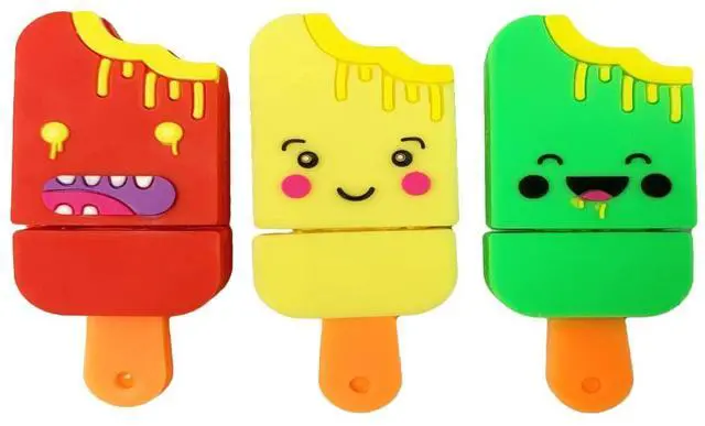 Main image of BorlterClamp USB Flash Drive Pack of 3 Pcs (32GB x 3), Cute Popsicle-Shaped USB Drive Thumb Drive Memory Stick for External Data Storage