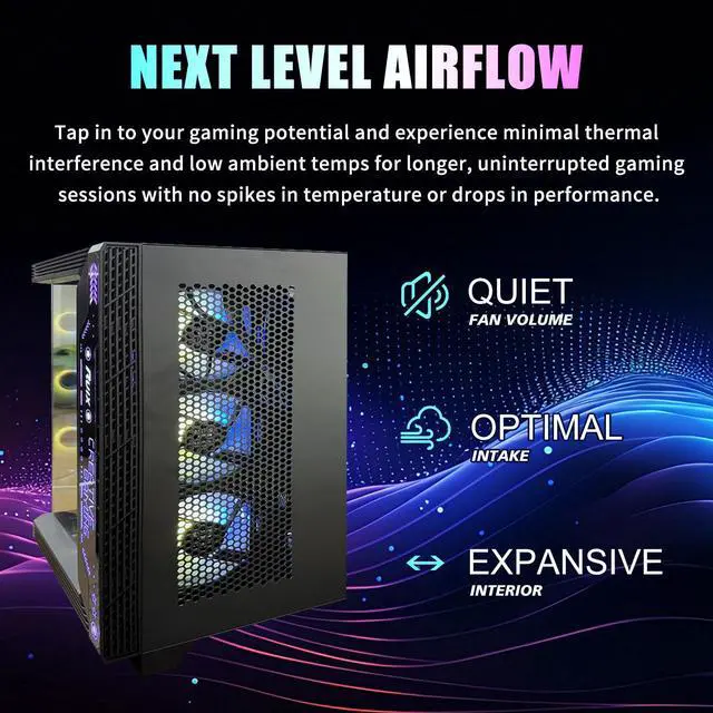Alt view image 3 of 5 - Evounic High-Performance ARGB Gaming PC  i7 12th GEN up to 5.0GHz, RTX 5060, 32GB RGB DDR4 RAM, 1TB NVMe SSD, 650W PSU, Liquid Cooler, Wi-Fi 6, Bluetooth 5.2, 10× ARGB Fans, Windows 11 Pro Desktop