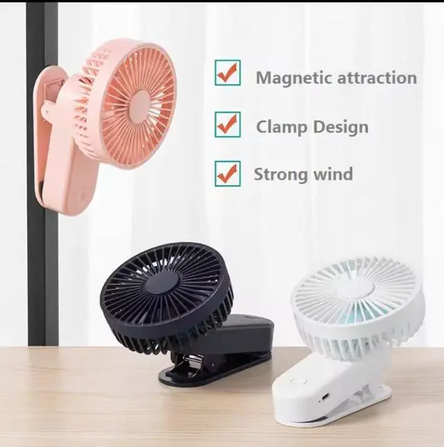 Alt view image 2 of 5 - Magnetic Clip on Fan, Rechargeable Portable Fan for Golf Cart Camping Tent Office Desk (Black)
