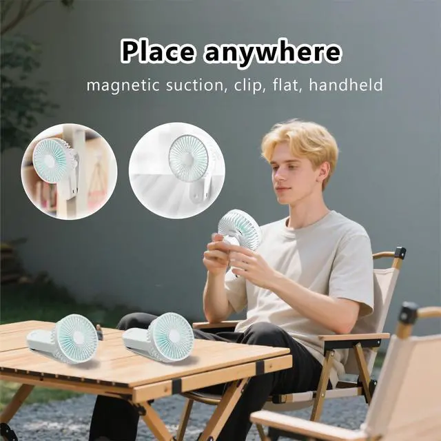 Alt view image 4 of 5 - Magnetic Clip on Fan, Rechargeable Portable Fan for Golf Cart Camping Tent Office Desk (Black)