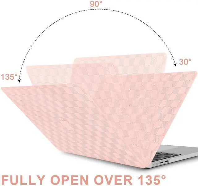 Alt view image 5 of 5 - iPAPA Compatible with MacBook Air 13 inch Case 2025 2024 2023 2022 Release M4 M3 M2 A3240 A3113 A2681, Elegant Leather Plastic Hard Shell+Keyboard Cover for MacBook Air 13.6 inch Case, Pink Checkered