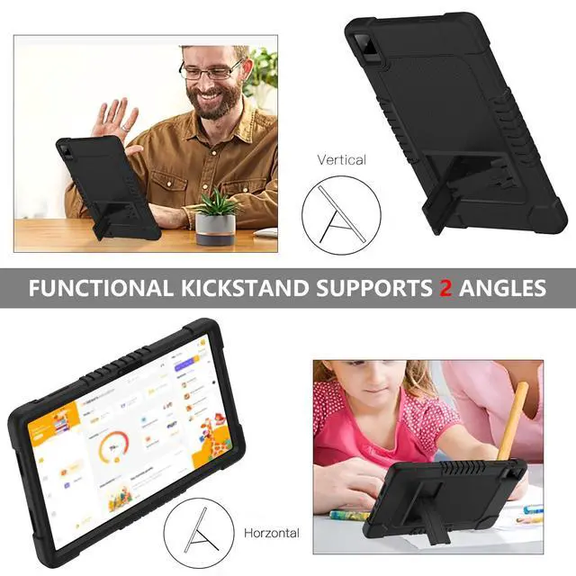 Alt view image 2 of 5 - Hoibon Case for TCL Tab 10L Gen 3 8193A/for TCL TAB 10L LTE Gen 3 8194A/for TCL TAB 10 Gen 2 Model 8496G1 Heavy Duty Case&Kickstand Case for TCL Tab 10L 10L LTE/TECLAST T40 Air T40HD (Black)