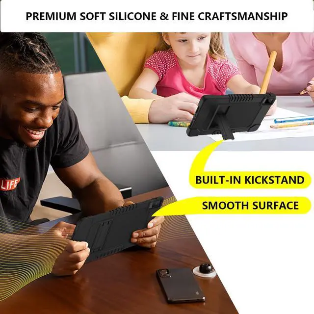 Alt view image 5 of 5 - Hoibon Case for TCL Tab 10L Gen 3 8193A/for TCL TAB 10L LTE Gen 3 8194A/for TCL TAB 10 Gen 2 Model 8496G1 Heavy Duty Case&Kickstand Case for TCL Tab 10L 10L LTE/TECLAST T40 Air T40HD (Black)