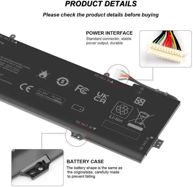 Alt view image 4 of 5 - KB06XL 902499-856 902499-855 902401-2C1 Battery for HP Spectre X360 15-BL012DX 15-BL112DX 15-BL0XX 15T-BL000 15T-BL100 15-BL075NR 15-BL152NR 15-BL000 15-BL000NA 15-BL030NG BL112DX HSTNN-DB7R TPN-Q17