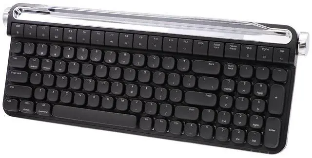 Main image of Retro Typewriter Mechanical Keyboard with Tablet Stand, 100 Keys LED Backlit, ABS+PBT Keycaps, Wired/Bluetooth, Blue Switch, Compatible with Windows/Mac/iOS/Android (Black)