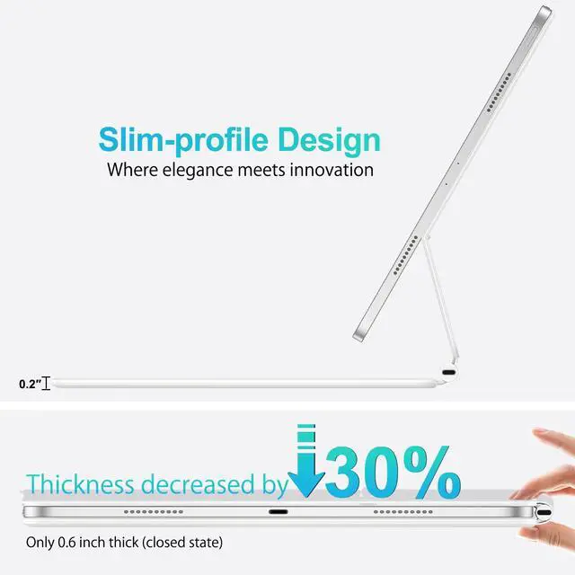 Alt view image 4 of 5 - Jibrealg Keyboard Case for iPad Pro 13 Inch (M4) 2024, Ultra-Slim Magic Keyboard with Multi-Touch Trackpad, 7 Colors Backlight, Floating Cantilever Stand, BluetoothKeyboard for iPad Pro 13