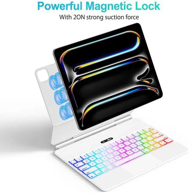 Alt view image 5 of 5 - Jibrealg Keyboard Case for iPad Pro 13 Inch (M4) 2024, Ultra-Slim Magic Keyboard with Multi-Touch Trackpad, 7 Colors Backlight, Floating Cantilever Stand, BluetoothKeyboard for iPad Pro 13