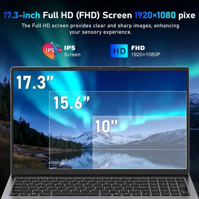 Alt view image 3 of 5 - Gaming Laptop Computer, 17.3 Inch Lap Top PC Win 11 Pro 2025, N150 (Up to 3.6GHz), 16GB RAM 512GB SSD, Integrated Graphics (1GHz), 1920x1080 Display, 6000mAh Battery, WiFi 5 /BT4.2, Backlit Keyboard