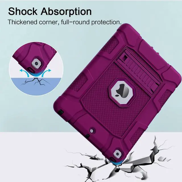 Alt view image 4 of 5 - Azzsy Case for iPad 9th Generation/iPad 8th Generation/iPad 7th Generation (10.2 Inch, 2021/2020/2019 Model), Slim Heavy Duty Shockproof Rugged Protective Case for iPad 10.2 inch, Wine