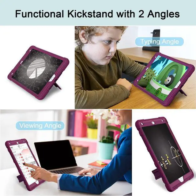 Alt view image 3 of 5 - Azzsy Case for iPad 9th Generation/iPad 8th Generation/iPad 7th Generation (10.2 Inch, 2021/2020/2019 Model), Slim Heavy Duty Shockproof Rugged Protective Case for iPad 10.2 inch, Wine