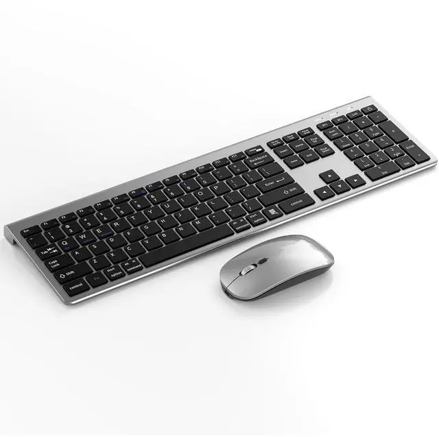 Main image of Wireless Keyboard and Mouse Combo,Bluetooth and 2.4GHz Wireless Full Size Keyboard and Adjustable DPI Mouse,USB-C Rechargeable for Laptop/PC/Notebook/Desktop-Space Grey