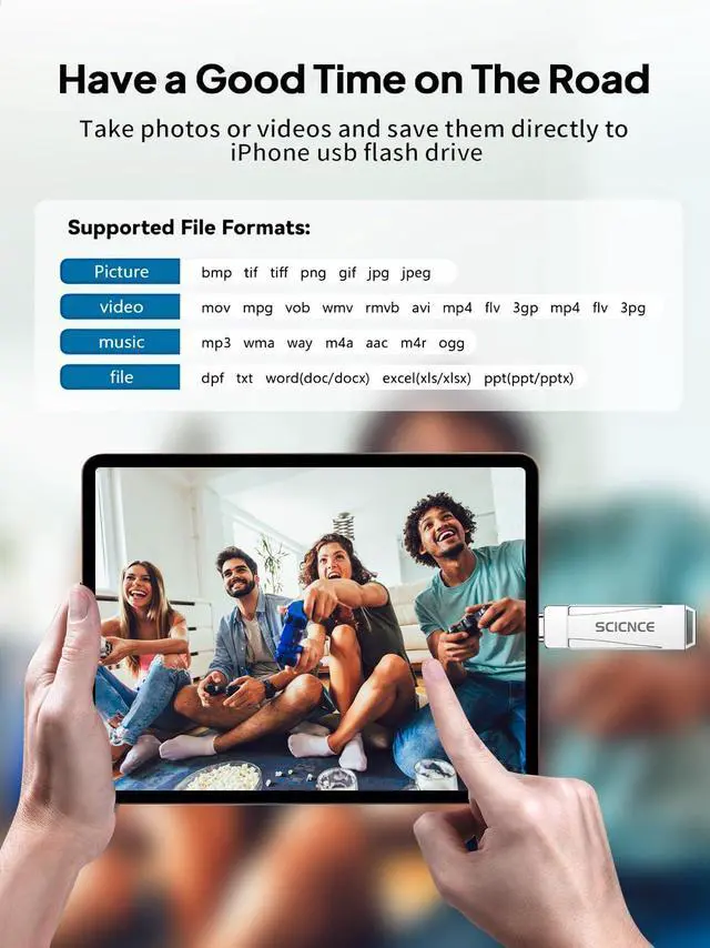 Alt view image 5 of 5 - SCICNCE 512GB Flash Drive Intended for iPhone, USB Memory Stick Storage Backup for Photos Videos, Plug and Play No APP Required, Compatible with iPhone iPad Android and Computers (Metal Silver)